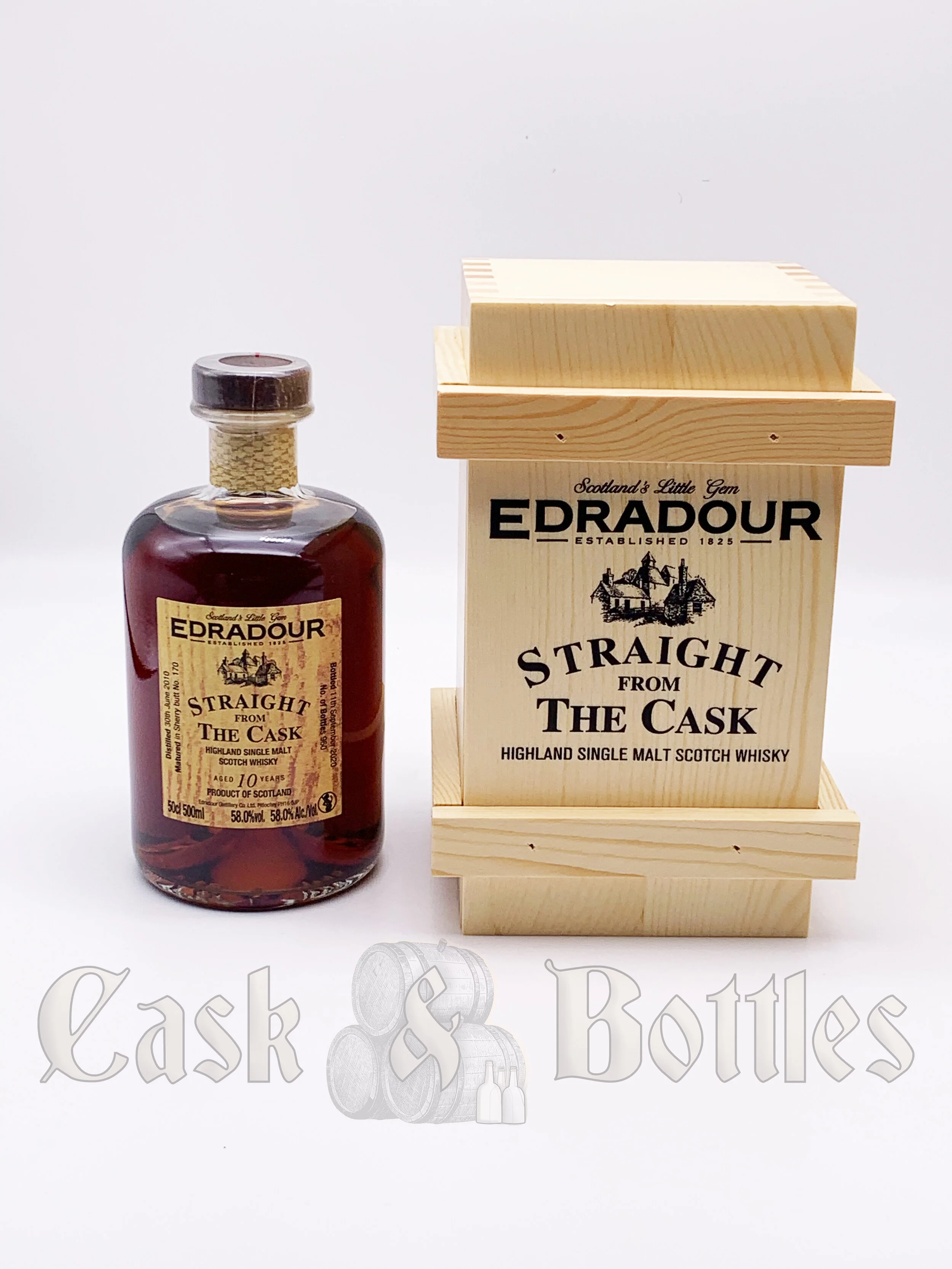 EDRADOUR 10 Y STRAIGHT FROM THE CASK — cask-and-bottles